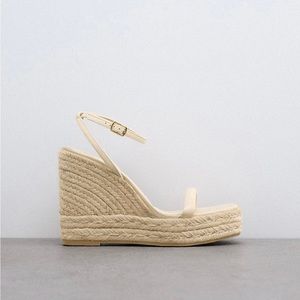 Zara leather wedge sandals size 6